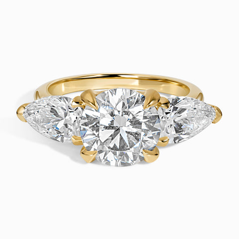 3 Stone Snowcap Ring - 5.75 Cttw Round Ctr