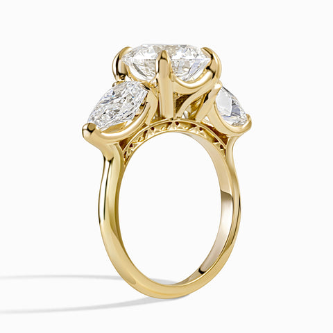 3 Stone Snowcap Ring - 5.75 Cttw Round Ctr