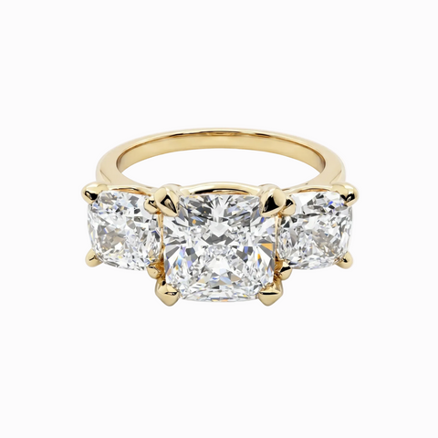 3 Cushion Stone Snowcap Ring - 4.45 cttw