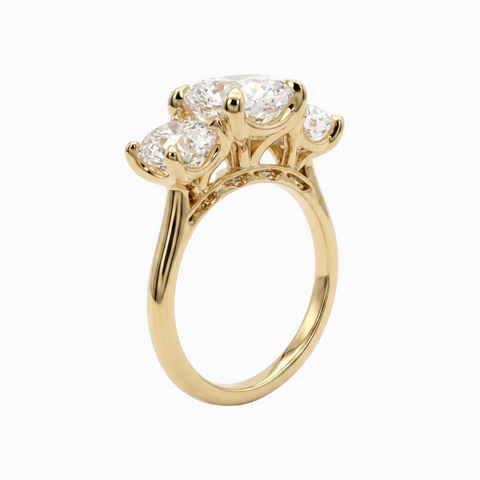 3 Cushion Stone Snowcap Ring - 4.45 cttw