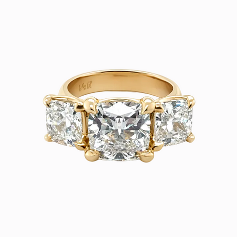 3 Cushion Stone Evergreen Ring - 7.78 cttw
