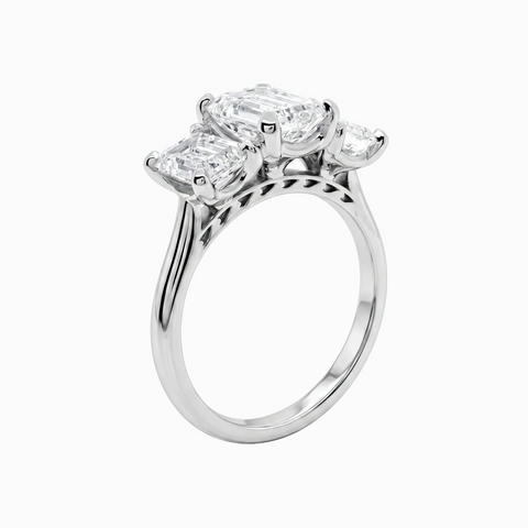 3 Emerald Stone Ocean Wave Ring - 4.06 Cttw