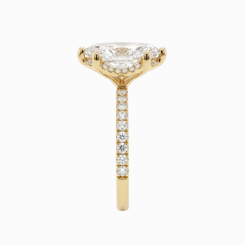 Marquise Statement Solitaire Hidden Halo and Diamonds half way on the Shank - 2.44 Cttw