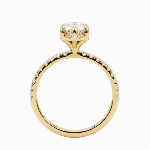 Marquise Statement Solitaire Hidden Halo and Diamonds half way on the Shank - 2.44 Cttw