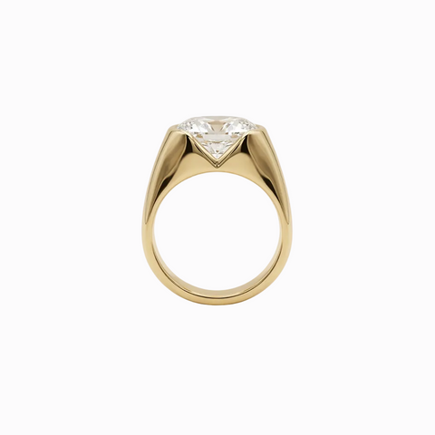 Half Bezel East - West Oval Statement Solitaire - 3.28 Cttw