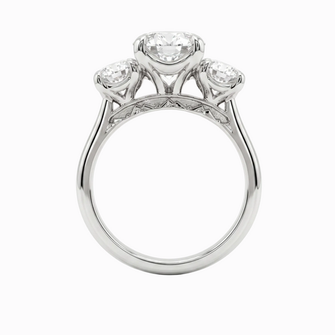 3 Oval Stone Snowcap Ring - 5.19 Cttw