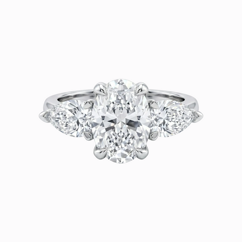3 Stone Ocean Wave Ring - 5.69 cttw Oval ctr