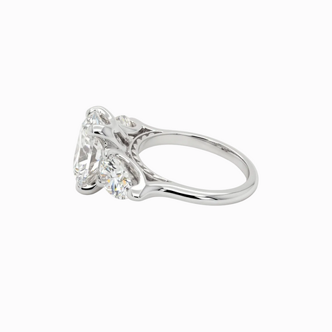 3 Stone Ocean Wave Ring - 5.69 cttw Oval ctr