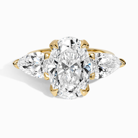 3 Stone Evergreen Ring - 7.74 cttw Oval ctr