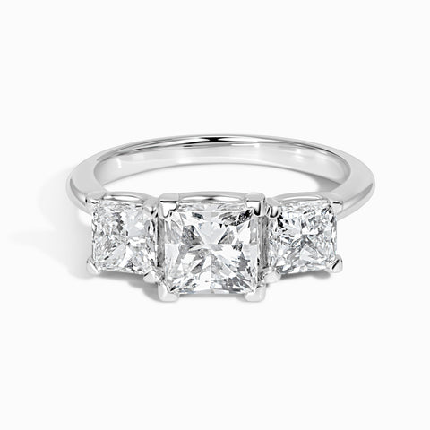 3 Princess Stone Snowcap Ring - 3.11 Cttw