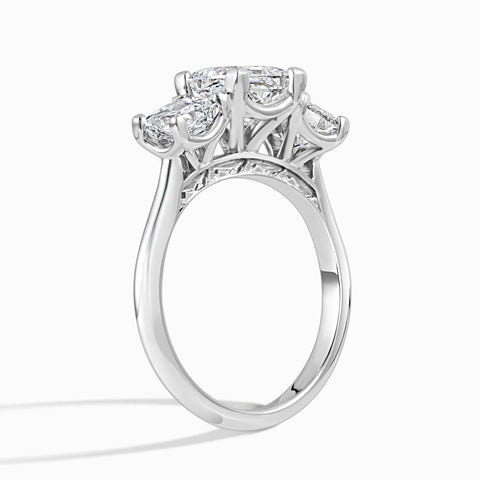 3 Princess Stone Snowcap Ring - 3.11 Cttw