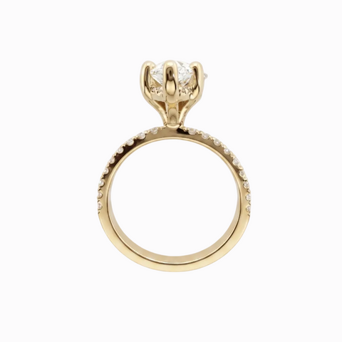 Pear Statement Solitaire Hidden Halo and Diamonds half way on the Shank - 3.89 Cttw