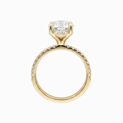 Pear Statement Solitaire Hidden Halo and Diamonds half way on the Shank - 3.89 Cttw