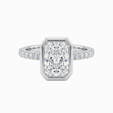 Radiant Cut Bezel-Set Solitaire with Hidden Halo - 2.42 Cttw