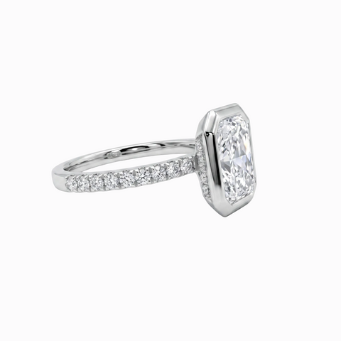 Radiant Cut Bezel-Set Solitaire with Hidden Halo - 2.42 Cttw
